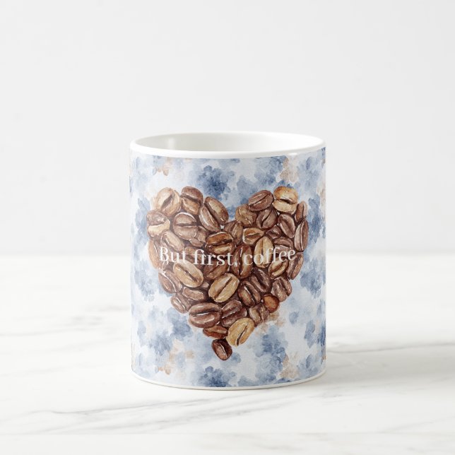 Mug Grains de café Bleu Premier Cœur (Centre)