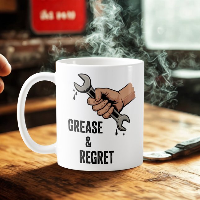 Mug Graisse & Regret | Blague de vie de technicien (Créateur téléchargé)