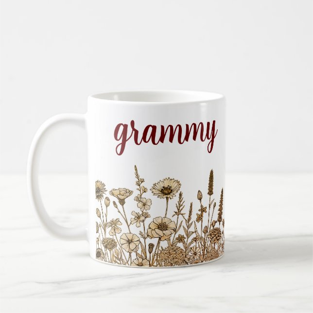 Mug Grammy Design Floral Moderne (Gauche)
