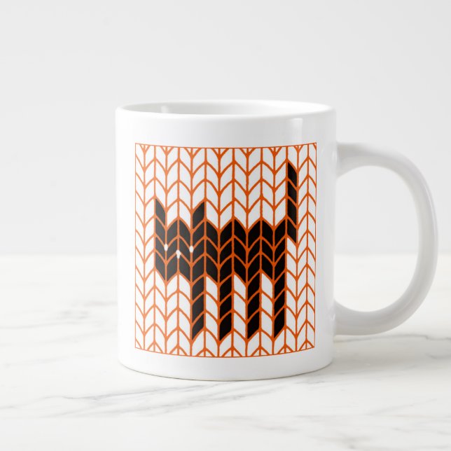 Mug grand blanc tricot chat noir (Droite)