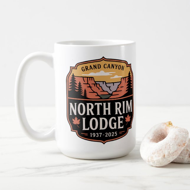 Mug Grand Canyon North Rim Lodge 1937–2025 Memorial (Avec donut)