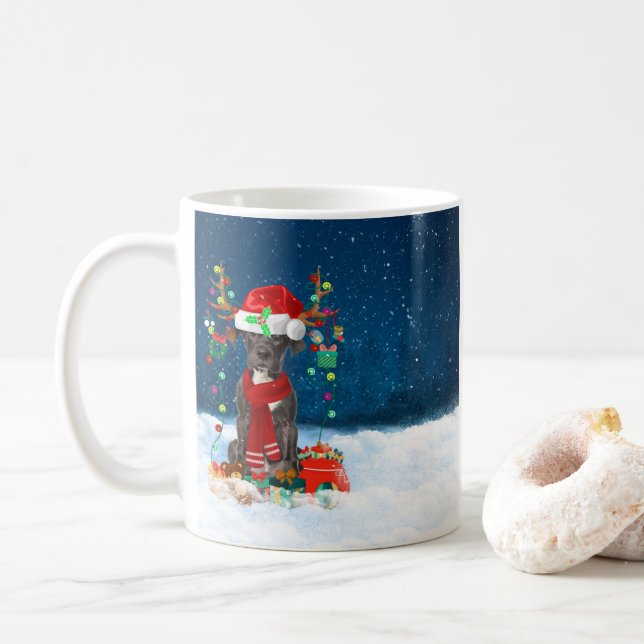 Mug Grand chien Danois avec cadeaux de Noël Jeter (Avec donut)
