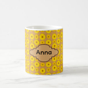 Mug Grand et petit tournesols sur toile de jute