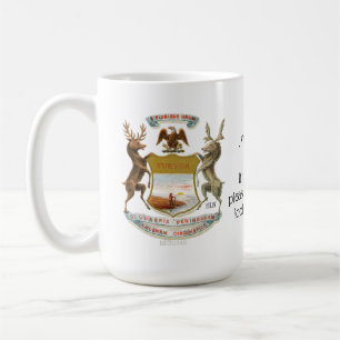 Mug Grand état de carte de Michigan et manteau des