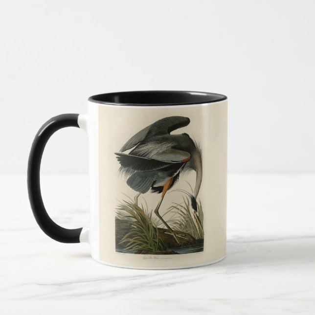 Mug Grand Héron bleu d'Audubon Marais Oiseau (Gauche)