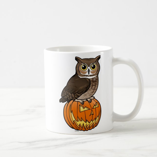Mug Grand hibou à cornes de Halloween (Droite)