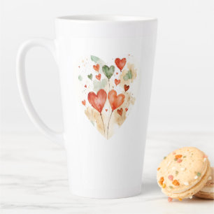 Mug Grand Latte Love Hearts en Aquarelle