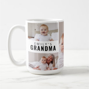 Mug Grand-mère a établi un collage photo 5 noir et bla