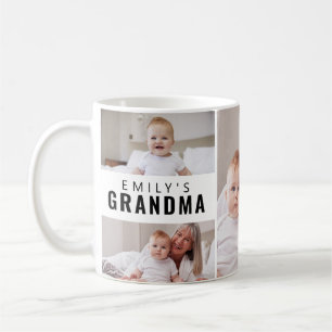 Mug Grand-mère a établi un collage photo en noir et bl