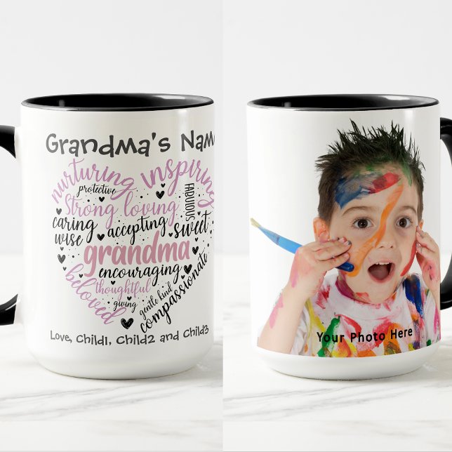Mug Grand-mère Coeur Soigner Bien-aimée Photo personna (Créateur téléchargé)