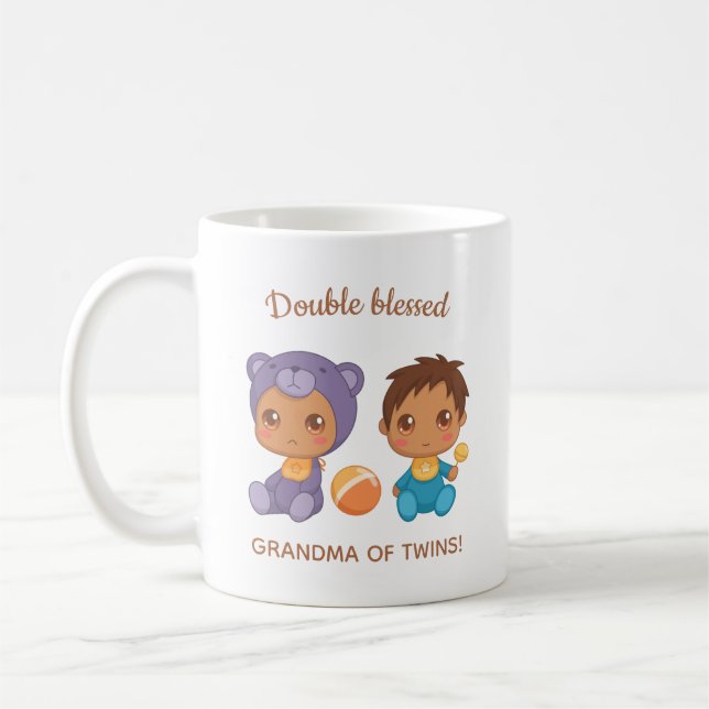 Mug Grand-mère de jumeaux bébé garçon ours combinaison (Gauche)