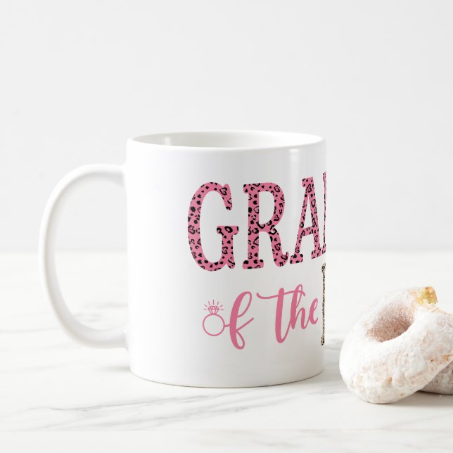 Mug Grand-mère de mariée Cadeau rose Empreinte de léop (Avec donut)