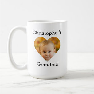 Mug Grand-mère du visage de bébé du coeur
