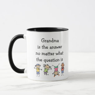 Mug Grand-mère est la réponse Fun Kids Citation