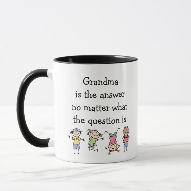 Mug Grand-mère est la réponse Fun Kids Citation (Gauche)