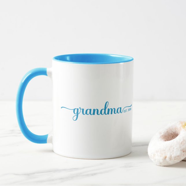 Mug Grand-mère établie | Bleu et blanc à deux tons (Avec donut)