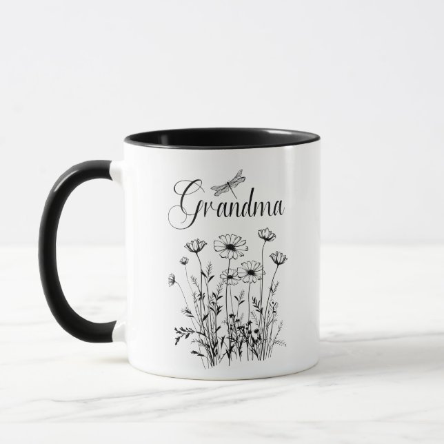 Mug - Grand-mère Fleur sauvage libellule (Gauche)