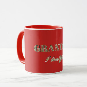 Mug Grand-mère Je t'aime Gold Sparkles Typographie