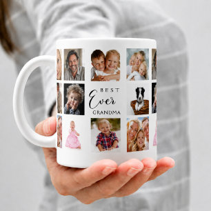 Mug Grand-mère mamie collage de photos noir blanc