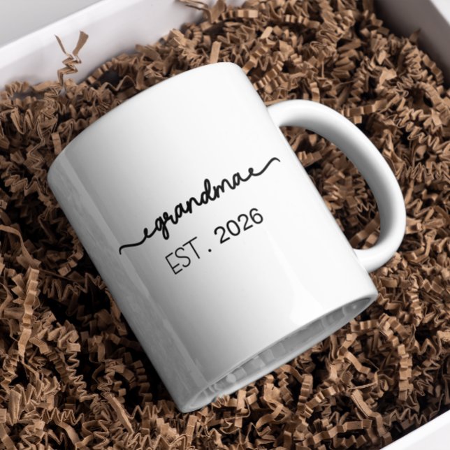 Mug Grand-mère minimale établie nom manuscrit année (new grandpma mugs promoted to grandma pregnancy reveal grandparent for hem first time grandmom)
