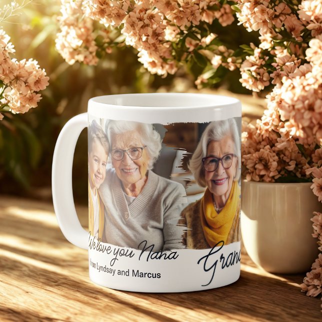 Mug Grand-mère moderne élégante personnalisation colla (Créateur téléchargé)