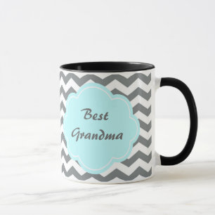 Mug grand-mère moderne grise, chevron blanc