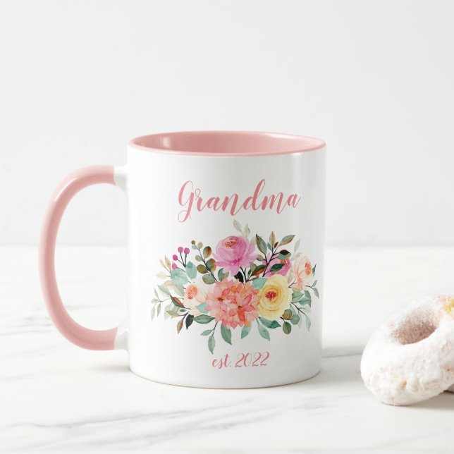 Mug Grand-mère PERSONNALISABLE Date - Première Grand-m (Avec donut)