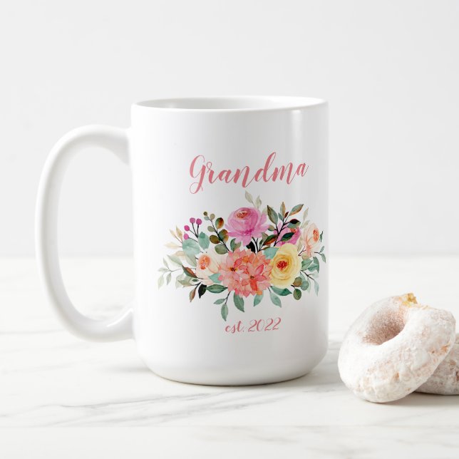 Mug Grand-mère PERSONNALISABLE Date - Première Grand-m (Avec donut)