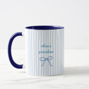 Mug Grand-mère personnalisée à rayures bleues