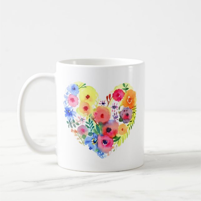 Mug Grand-mère personnalisée au coeur floral (Gauche)