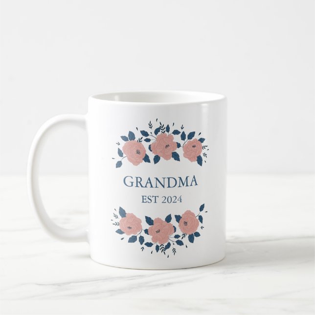 Mug Grand-mère personnalisée grand-mère fleurs roses (Gauche)