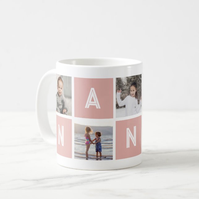 Mug Grand-mère rose 5 Photo Collage Nana (Devant gauche)