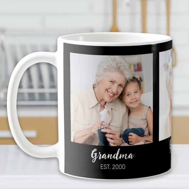 Mug Grand-mère Script Black 3 Photo établi (Créateur téléchargé)