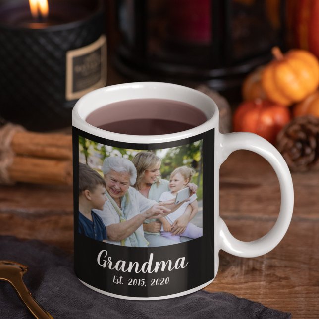 Mug Grand-mère Script Black 3 Photo établi (Créateur téléchargé)