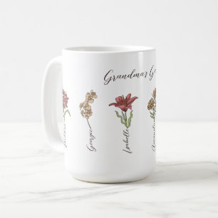 Mug Grand-mère's Flower Garden 6 petits Nom Floral