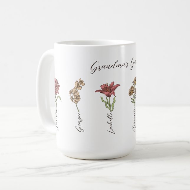 Mug Grand-mère's Flower Garden 6 petits Nom Floral (Devant gauche)