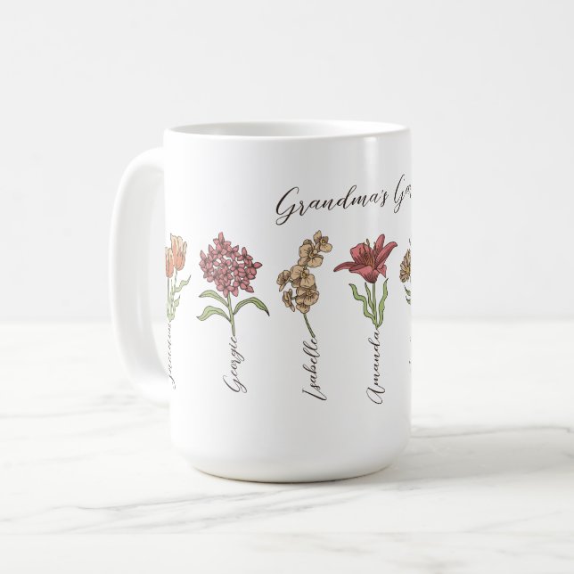 Mug Grand-mère's Flower Garden 7 petits Nom Floral (Devant gauche)