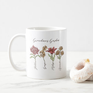 Mug Grand-mère's Garden Flower 4 Grandkids Nom Floral