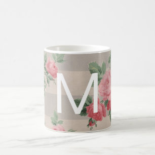 Mug Grand monogramme floral vintage