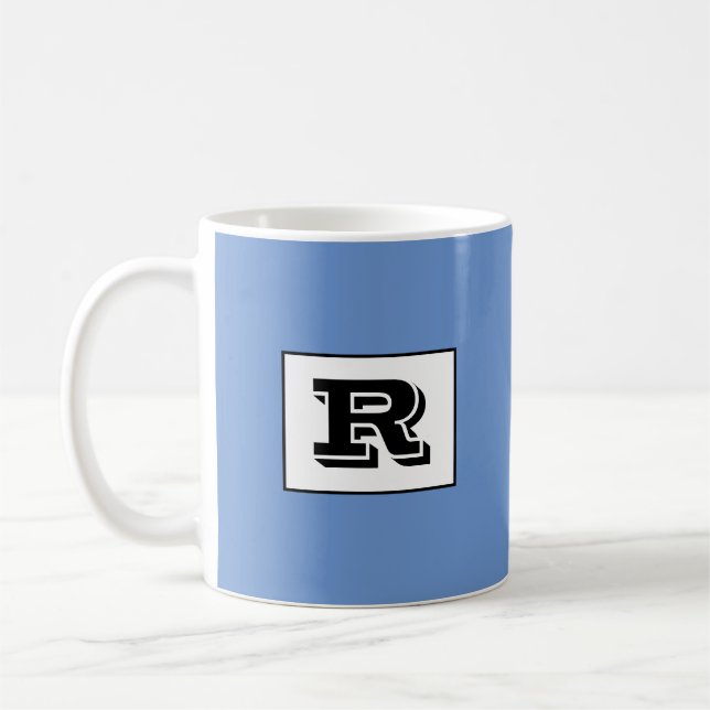 Mug Grand Monogramme noir en gras, bleu (Gauche)