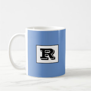 Mug Grand Monogramme Noir Gras Contourné, Bleu