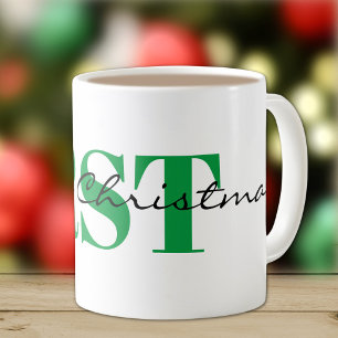 Mug Grand Monogramme vert & Joyeux Noël 11oz Classic