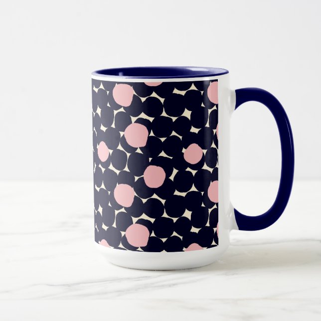 Mug Grand motif de point bleu et rose (Droite)
