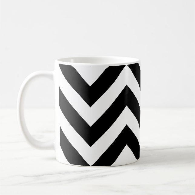 Mug Grand Motif horizontal Chevron noir et blanc (Gauche)