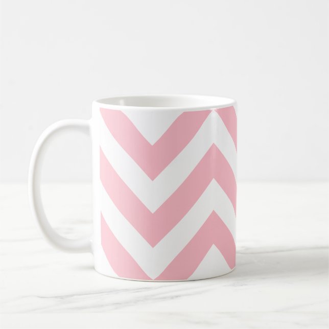 Mug Grand Motif horizontal Chevron rose et blanc (Gauche)