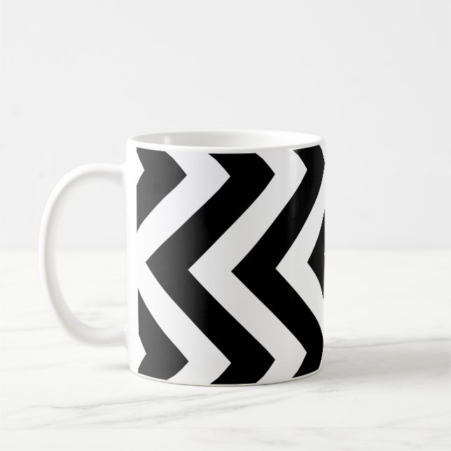 Mug Grand Motif vertical Chevron noir et blanc (Gauche)
