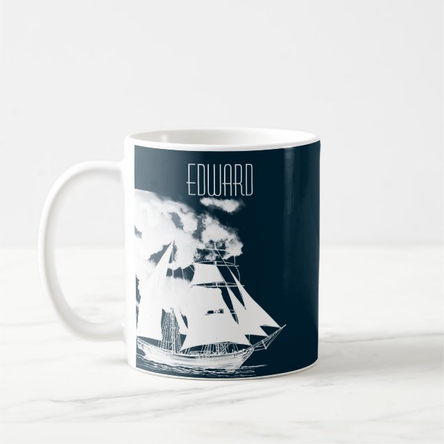 Mug Grand navire et nuages Nautique (Gauche)