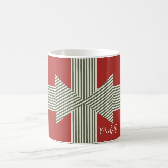 Mug Grand Nœud de Ruban Rayé Rouge (Centre)