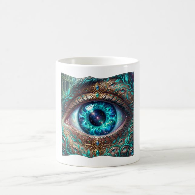 Mug Grand Œil Bleu Électrique Dans Une Scène Fantastiq (Centre)