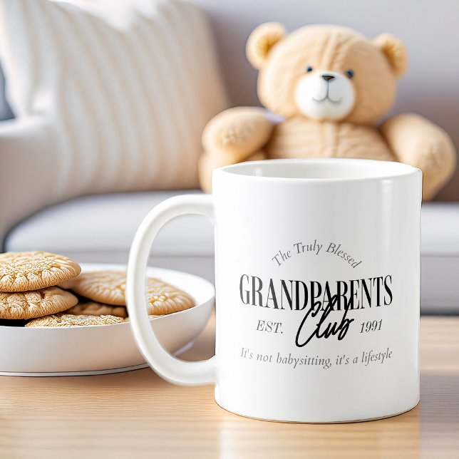 Mug Grand-parent Club Est. N'importe quelle année drôl (Grandparents Club coffee mug)